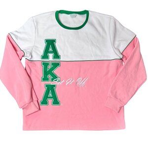 Ivy Storehouse AKA L Long Sleeve Pink‎ Green Embroidered Sweatshirt Sorority